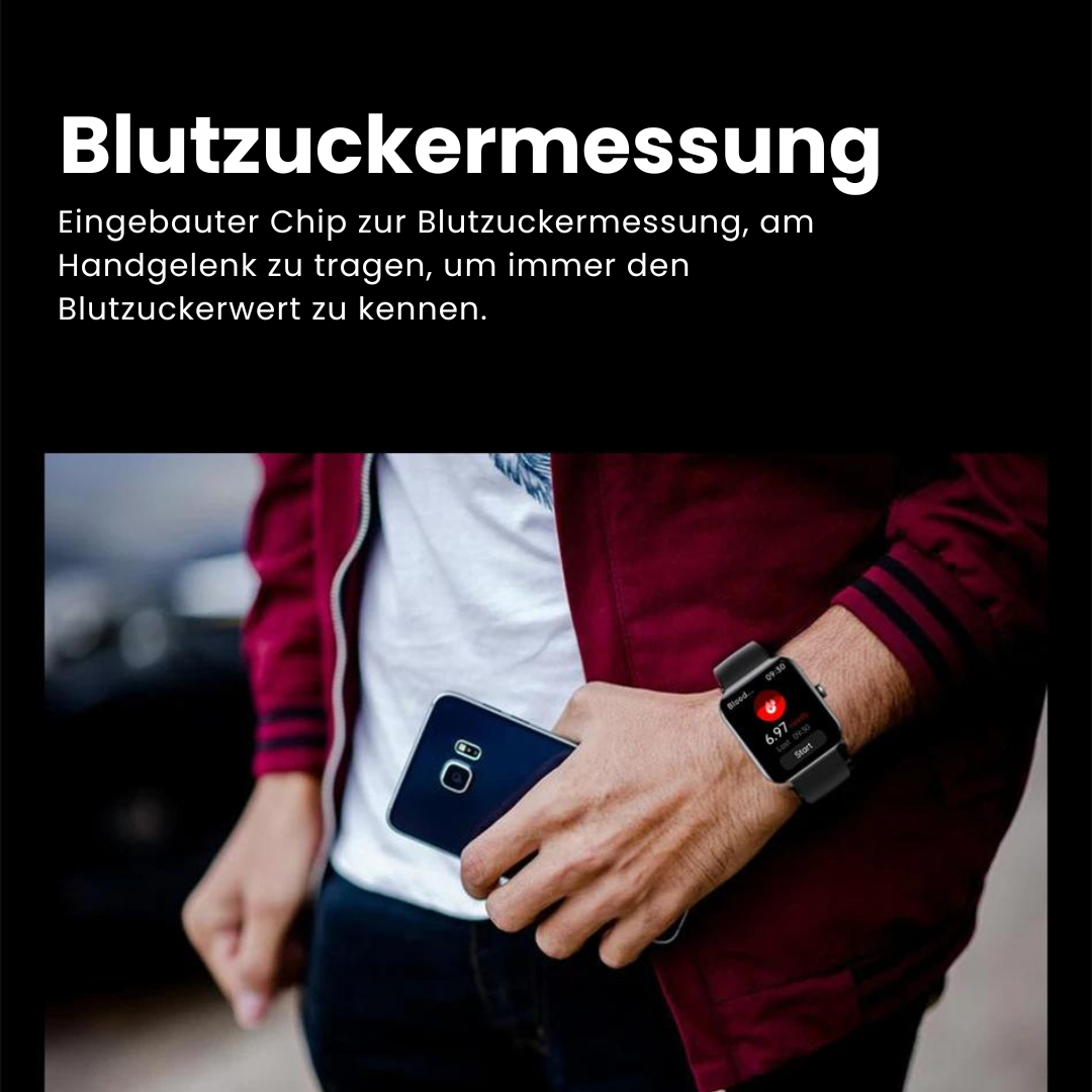 Healthmed Gesundheits-Smartwatch - zur Überwachung von Blutzucker - Sonderaktion 1+1 Gratis